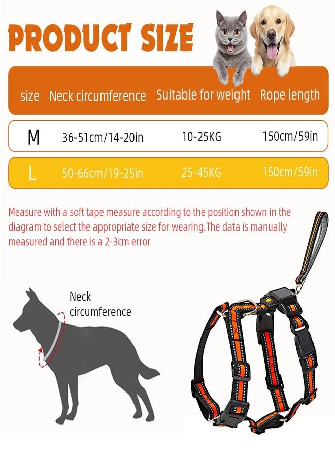 ZIBUYU® No Pull Dog Harness, Adjustable Dog Vest Harness with Retractable Wire Leash and Quick Release Buckle, Reflective Safety Strips for Medium Dogs 25-45kg Walking Training Outdoor Control - Image 2